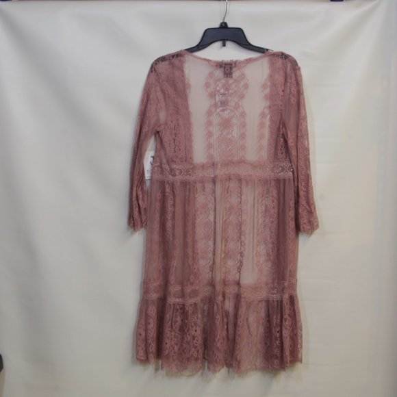 Miss Chievous Pink Rose Lace Boho Bell Sleeves Cardigan Kimono Size Extr… - Picture 6 of 9